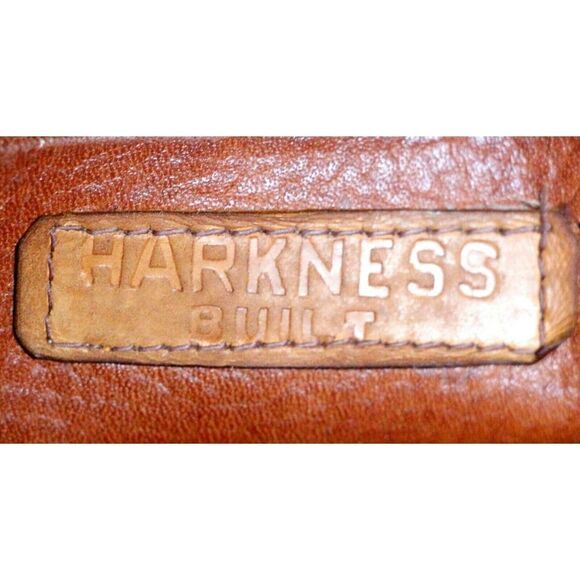 VINTAGE HARKNESS BUILT TOOLED TAN GENUINE LEATHER SHOULDER BAG HANDBAG PURSE - Picture 9 of 11